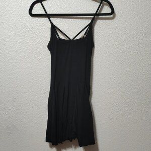 Adome Skater Flowy Mini Knit Black Strappy Sleeveless Dress Size Small Girly